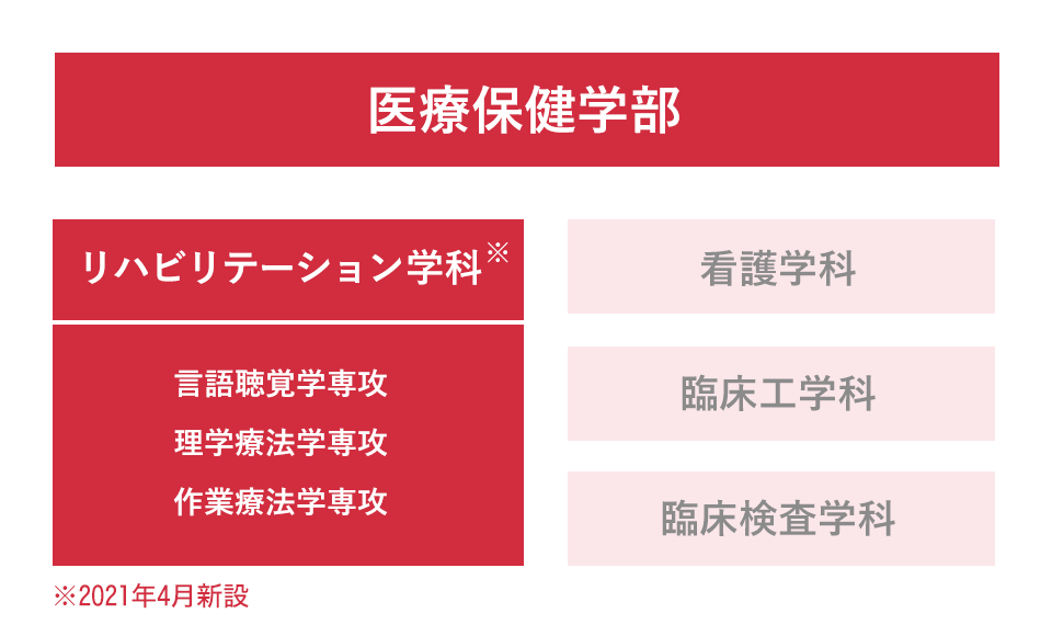 図：医療保健学部の学科