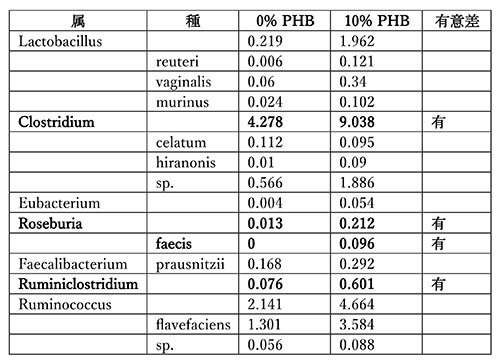 PHB摂取による酪酸菌の増加